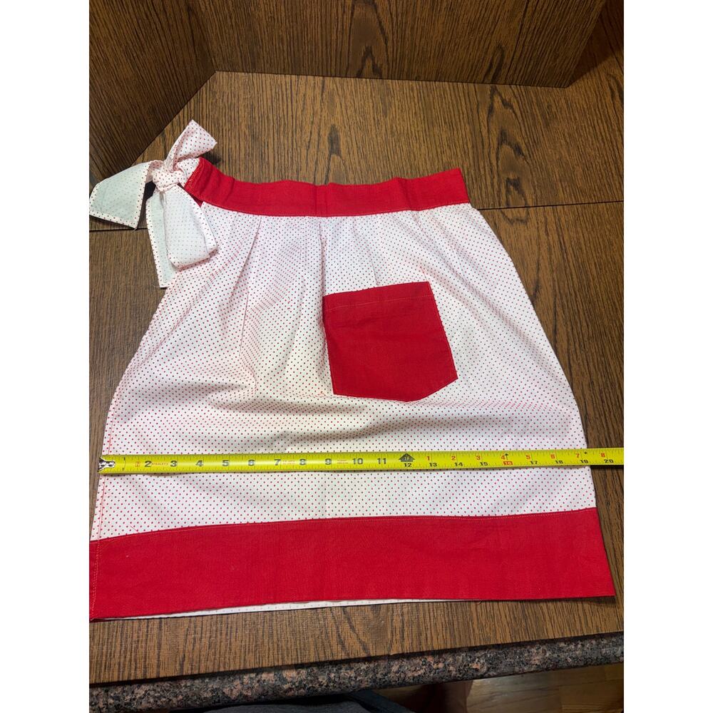 Vintage Inspired Waist Apron Red / White Polka Dots Retro - Picture 4 of 6